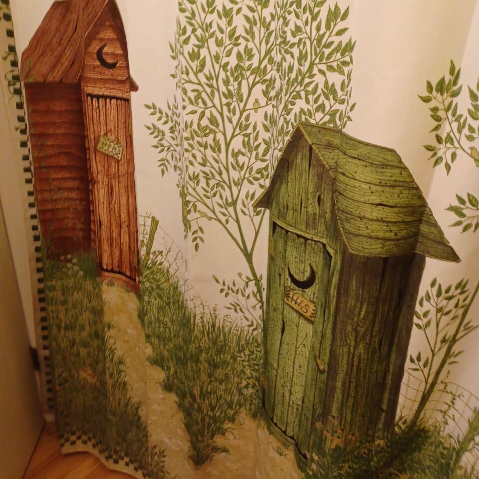 Cabin/Outhouse Bathroom Decor, like new