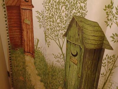 Cabin/Outhouse Bathroom Decor, like new