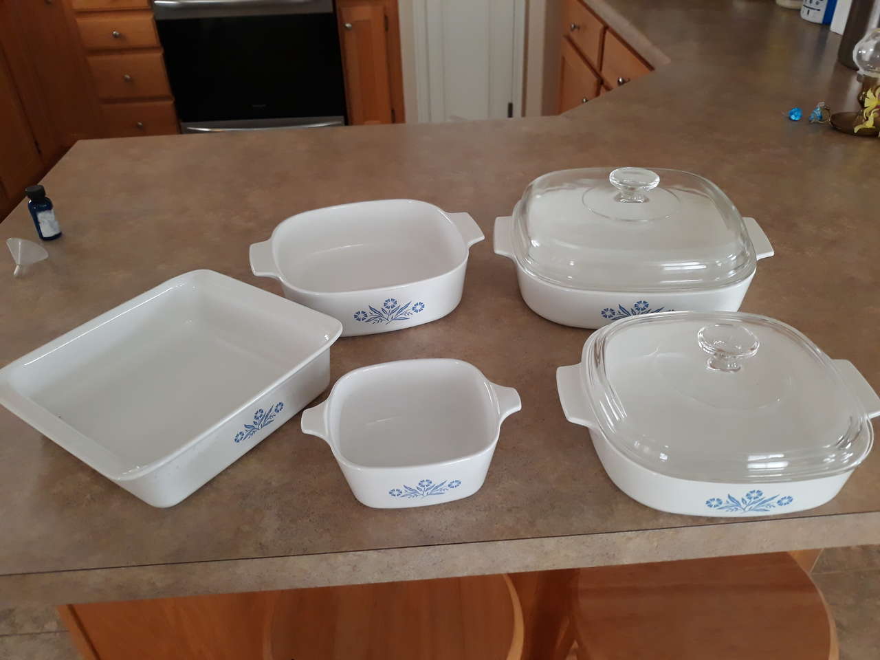 Vintage Blue Bell Corning Ware Pieces
