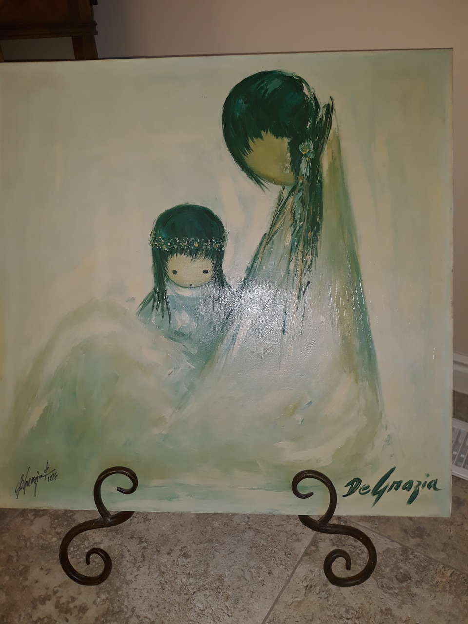 Reduced! Degrazio Navajo Limited Edition Canvas of Mother and Child 24 x 24