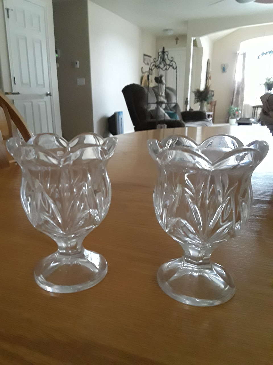Small Etched Glass Candleholders