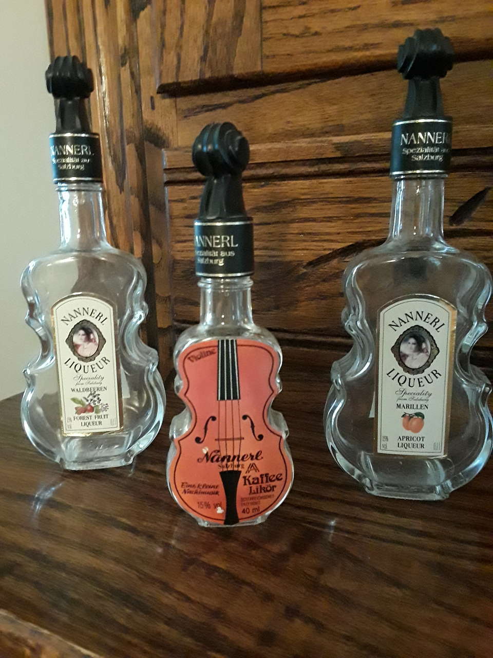 Vintage Trio Set of Nannerl Salzburg Austria Liqueur Violin Bottles