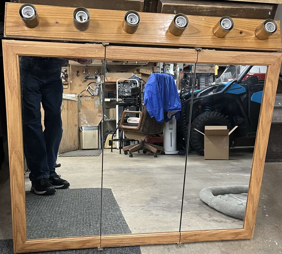 Large 36" Trifold Oak Trim Bathroom M… Furniture