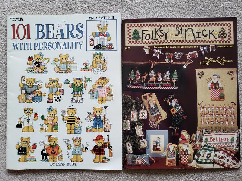 Two Cross Stitch Books - Bears - Santa - Christmas