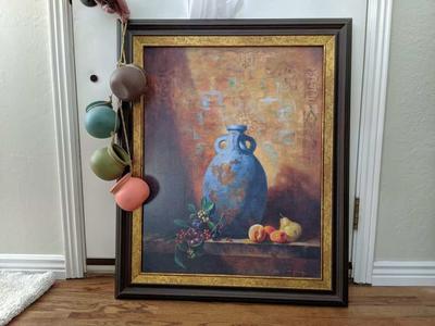 Custom Framed Mediterranean Art and Clay Pots