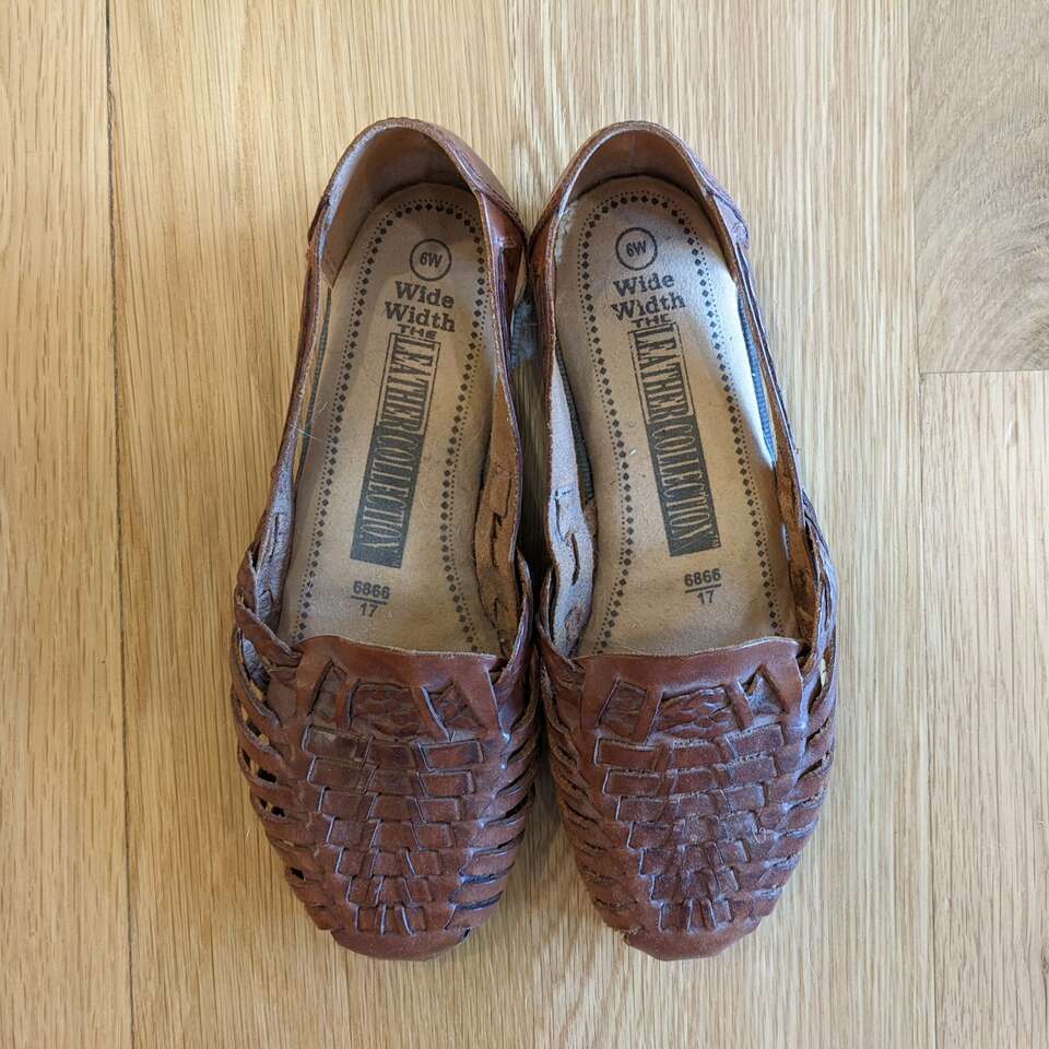 Leather Collection Sandals - size 6W