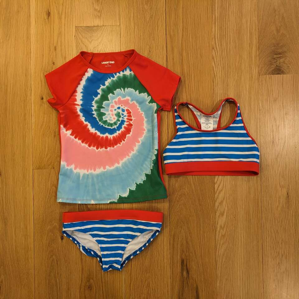 NEW 3 Piece Rash Guard Land's End Swimsuit size 6