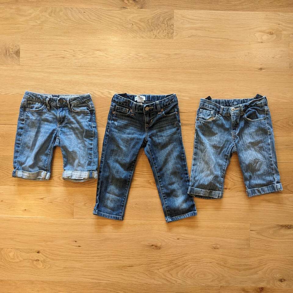 3 Pairs Girl Denim Shorts Summer Clothes - size 7