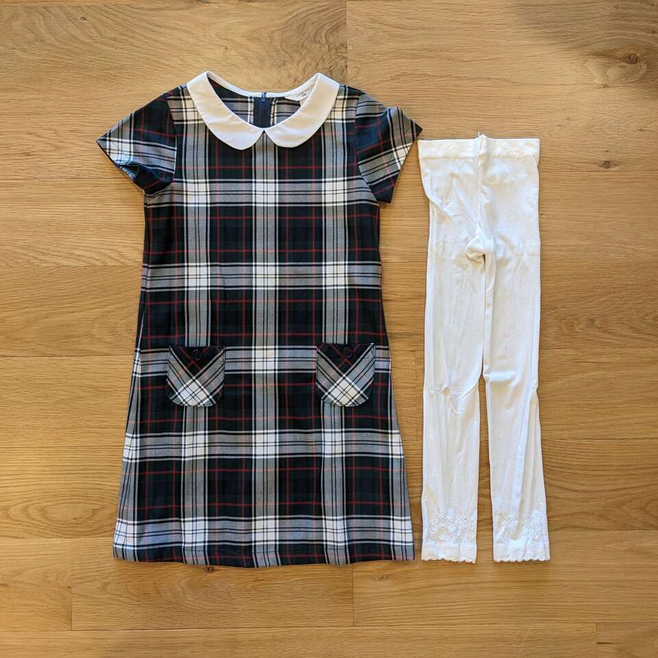 Land's End Kids Dress & Tights - size 6 / 7
