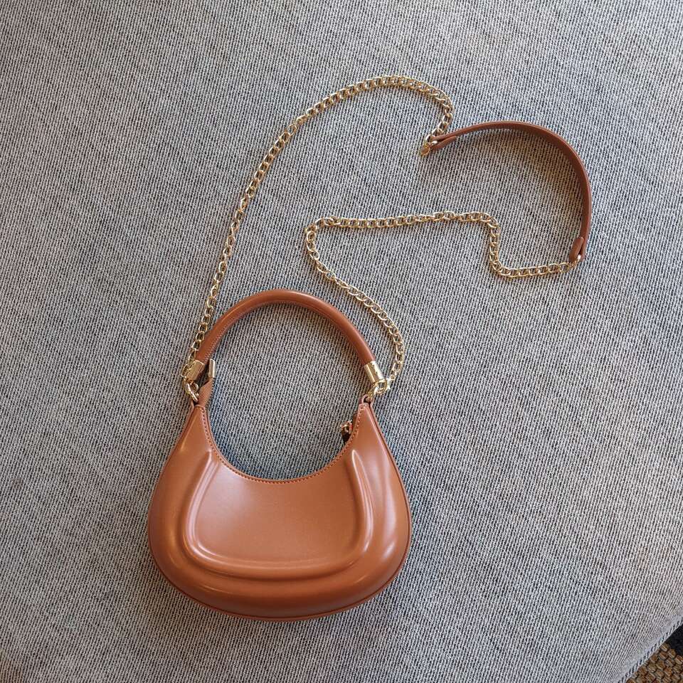 Brown Purse with Removable Gold Chain Strap