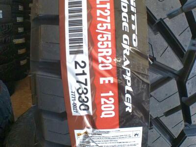 LT275/55R20 NITTO RIGE GRAPPLER LOAD RANGE E 10PLY.