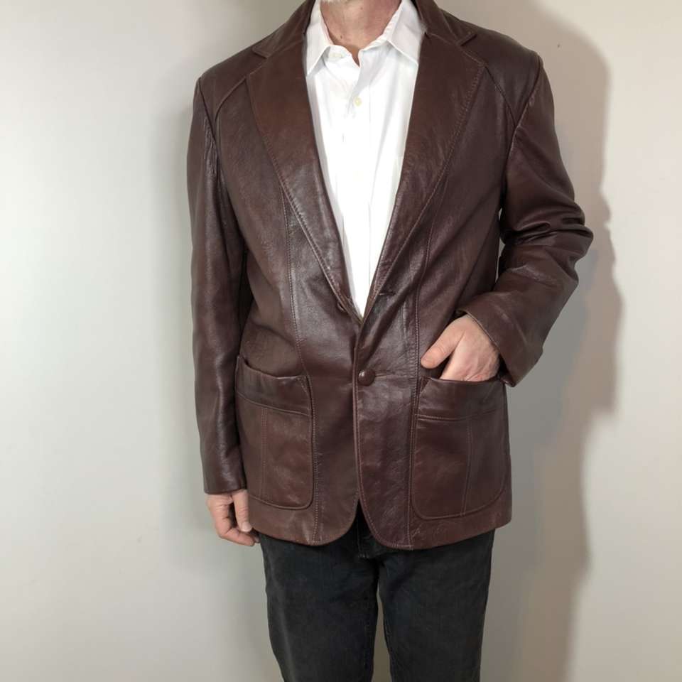 Schott NYC Brown Leather Jacket w/ Patch Pockets