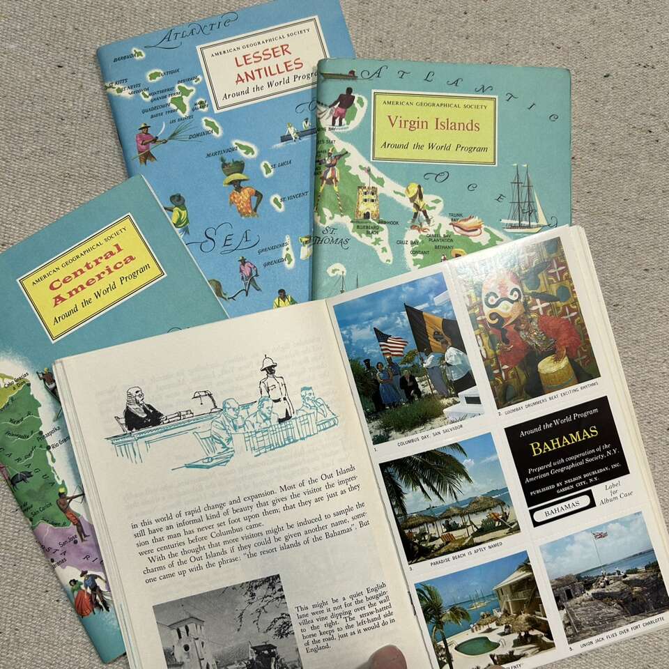 VTG 60s Educational Geographical BOOKS w/Stickers