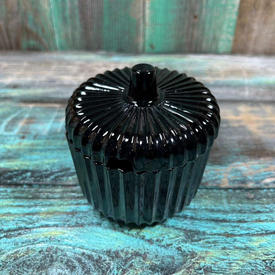 VTG Black Amethyst Glass Condiment Jar Jam Jelly