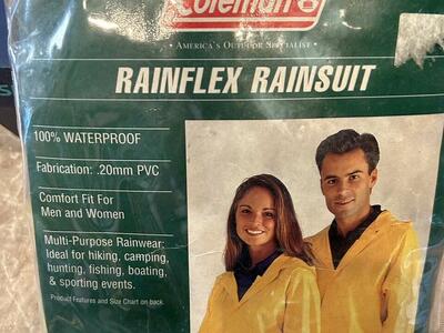 NOS Coleman 2-Piece Rain suit Safty Yellow Sz Med