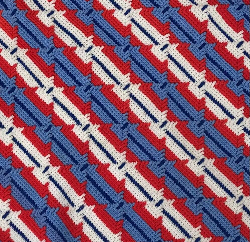 Patriotic Handmade Afghan Throw Lap Blanket 65X51