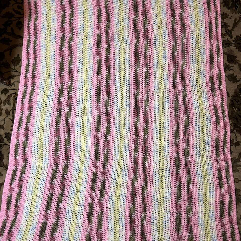 NEW TWIN Hand Crocheted Afghan Throw Blanket 82X50