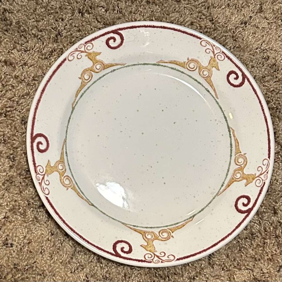 4 Pier 1 Reindeer Dinner Plates Christmas Vintage