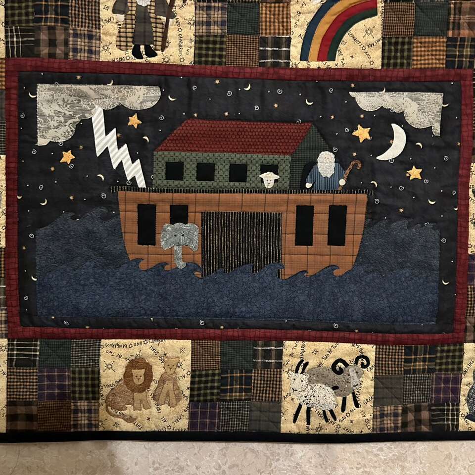 Exquisite Handpieced Noah’s Ark Wall QUILT./