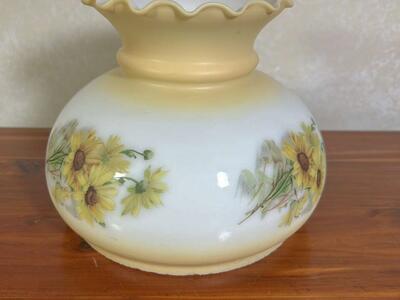 Glass Hurricane Lampshade 6.5 in Yellow Sunflowers