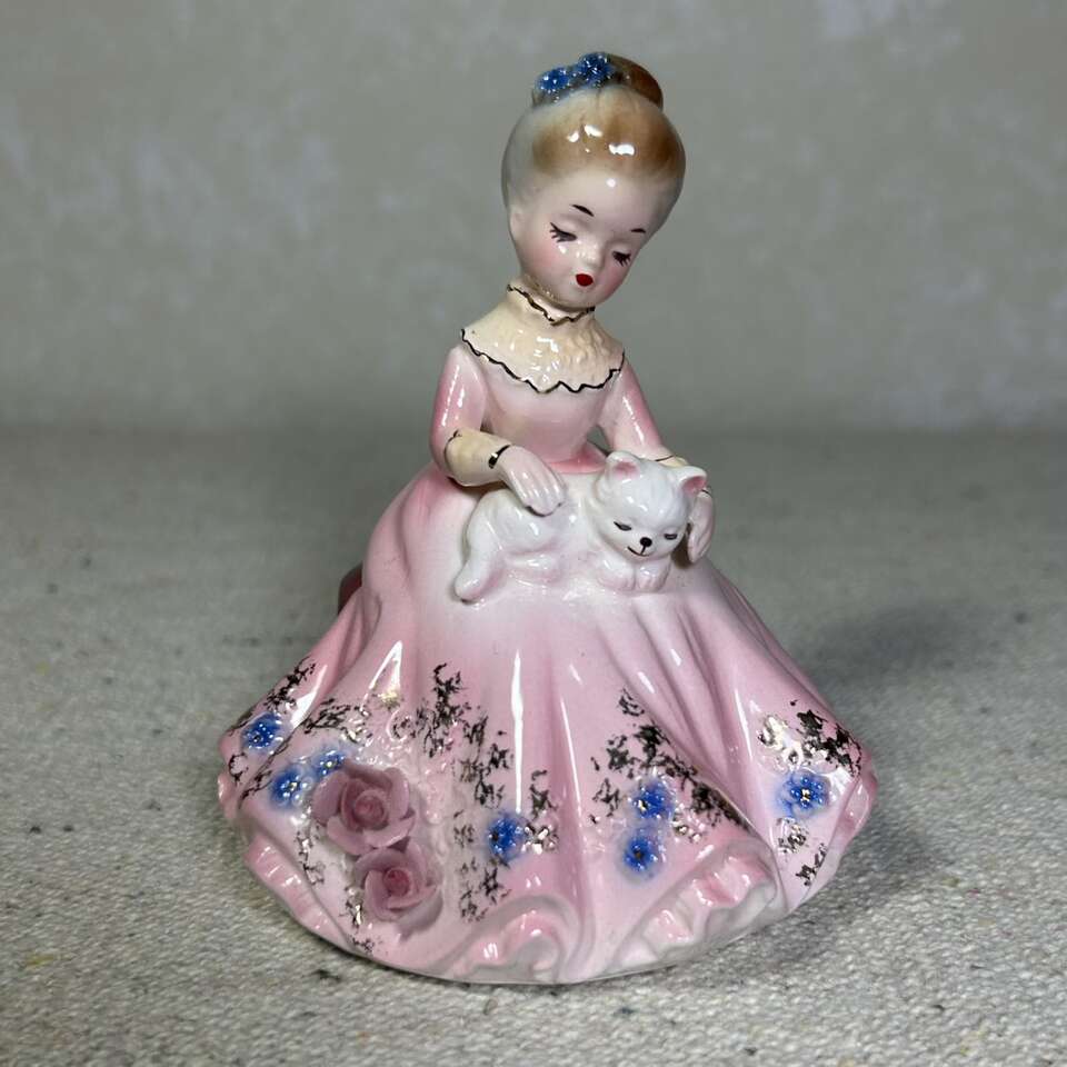 RARE Josef Originals Lady Figurine w/ Cat in Lap