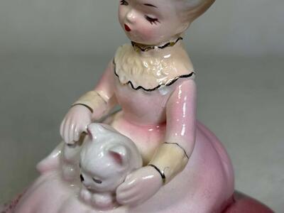 RARE Josef Originals Lady Figurine w/ Cat in Lap