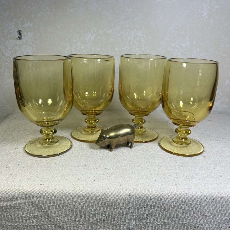 Hoffman House Yellow Water Goblets Imperial Glass