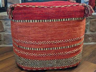 2 Surya puffs w/ 6- 22X22 matching pillows.