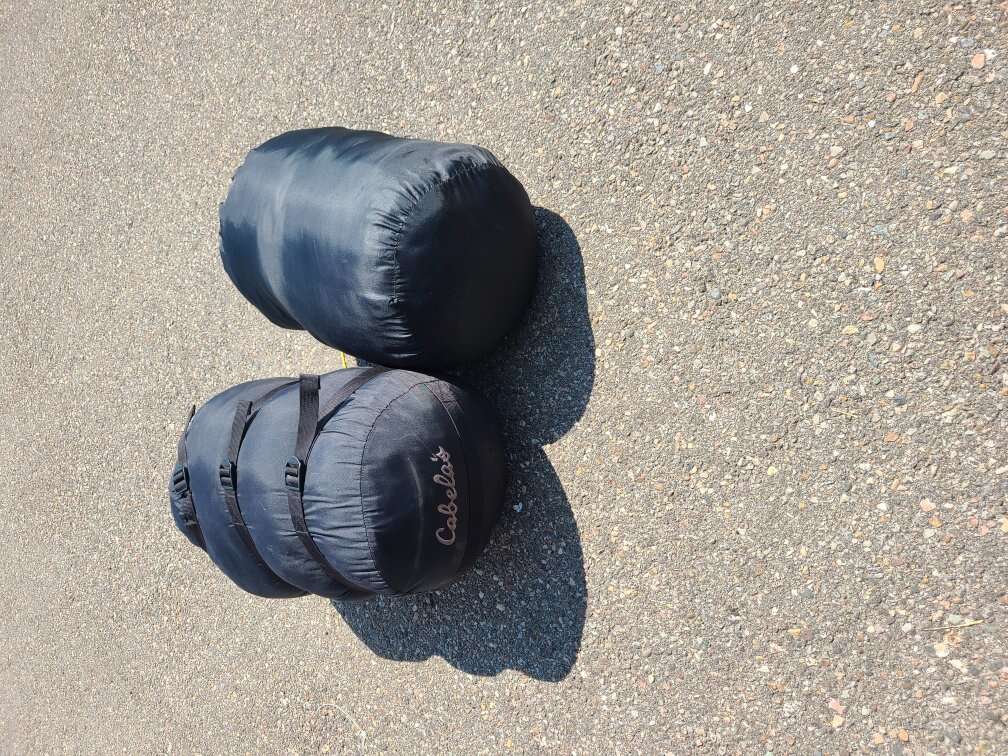 sleeping bags (one is cabelas mummy bag)