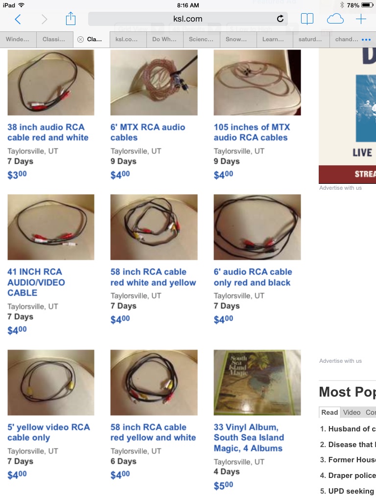 MISCELLANEOUS RCA AUDIO VIDEO CABLES