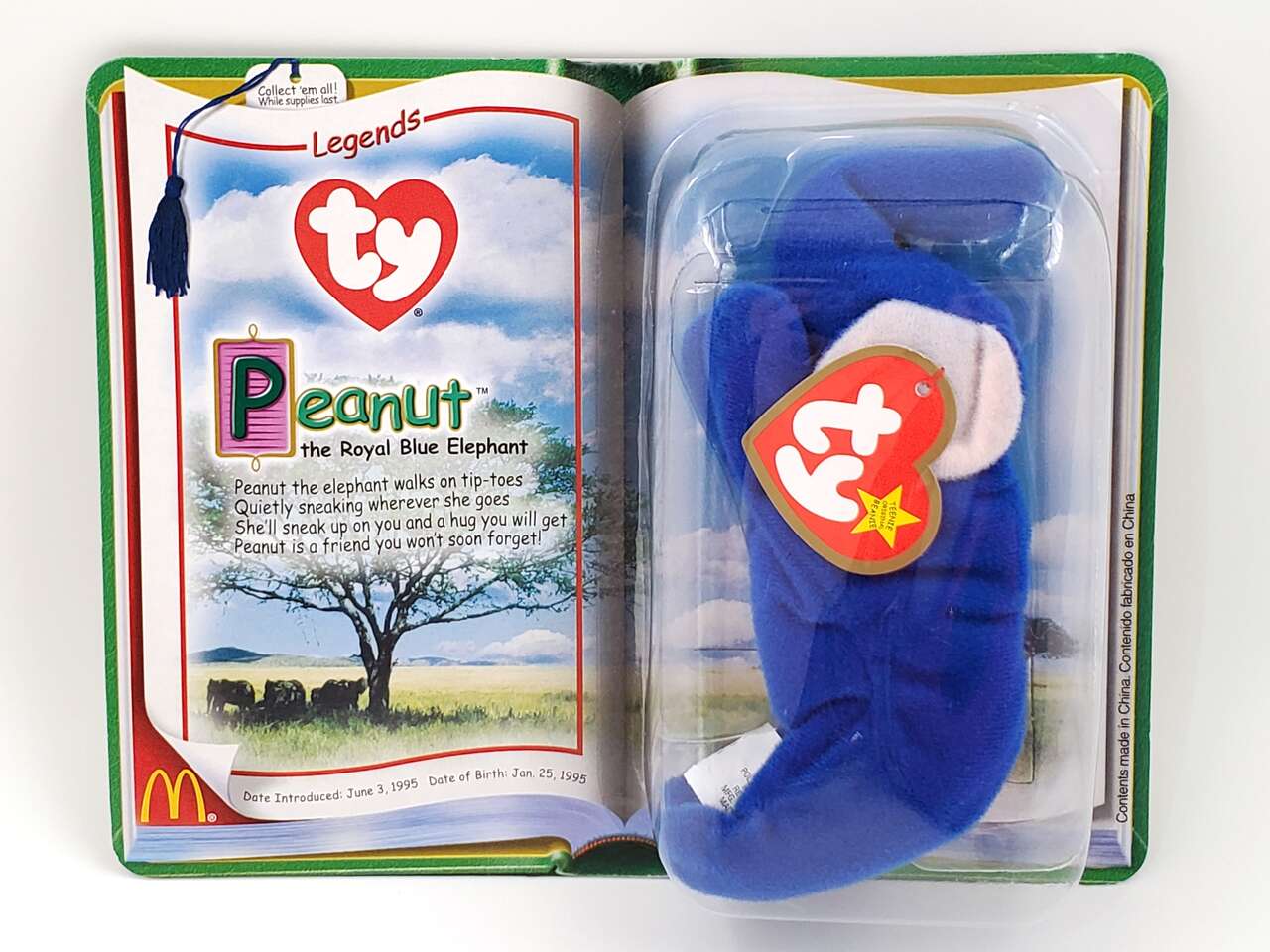 Ty Teenie Beanie Babies “Peanut the Royal Blue Elephant” McDonalds Collectible – NEW