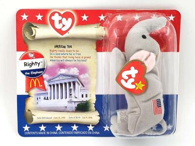 Ty Teenie Beanie Babies “Righty the Elephant” McDonalds Collectible – NEW