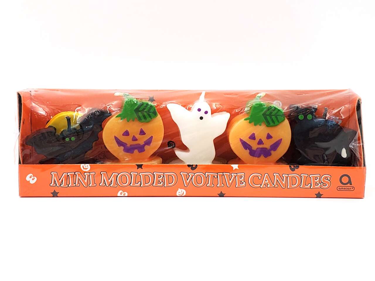 RARE Vintage “Amscan” Halloween Mini Molded Votive Candles – Set of 5 – NEW