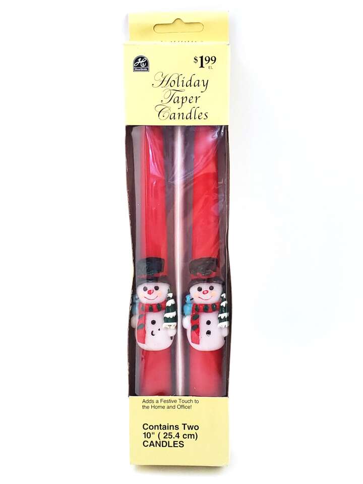 Vintage “Hearthside” Sculptured Snowman Candles – 10” – Set of 2 – NEW