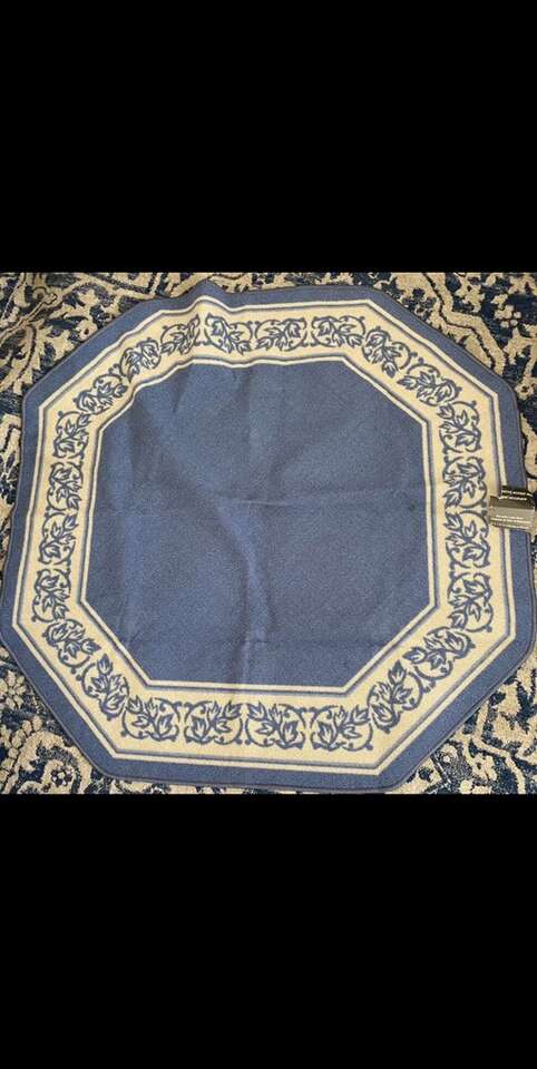 Blue Floral Octagonal Area Rug