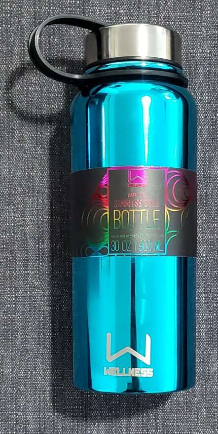 Stainless Steel chrome blue water bottle