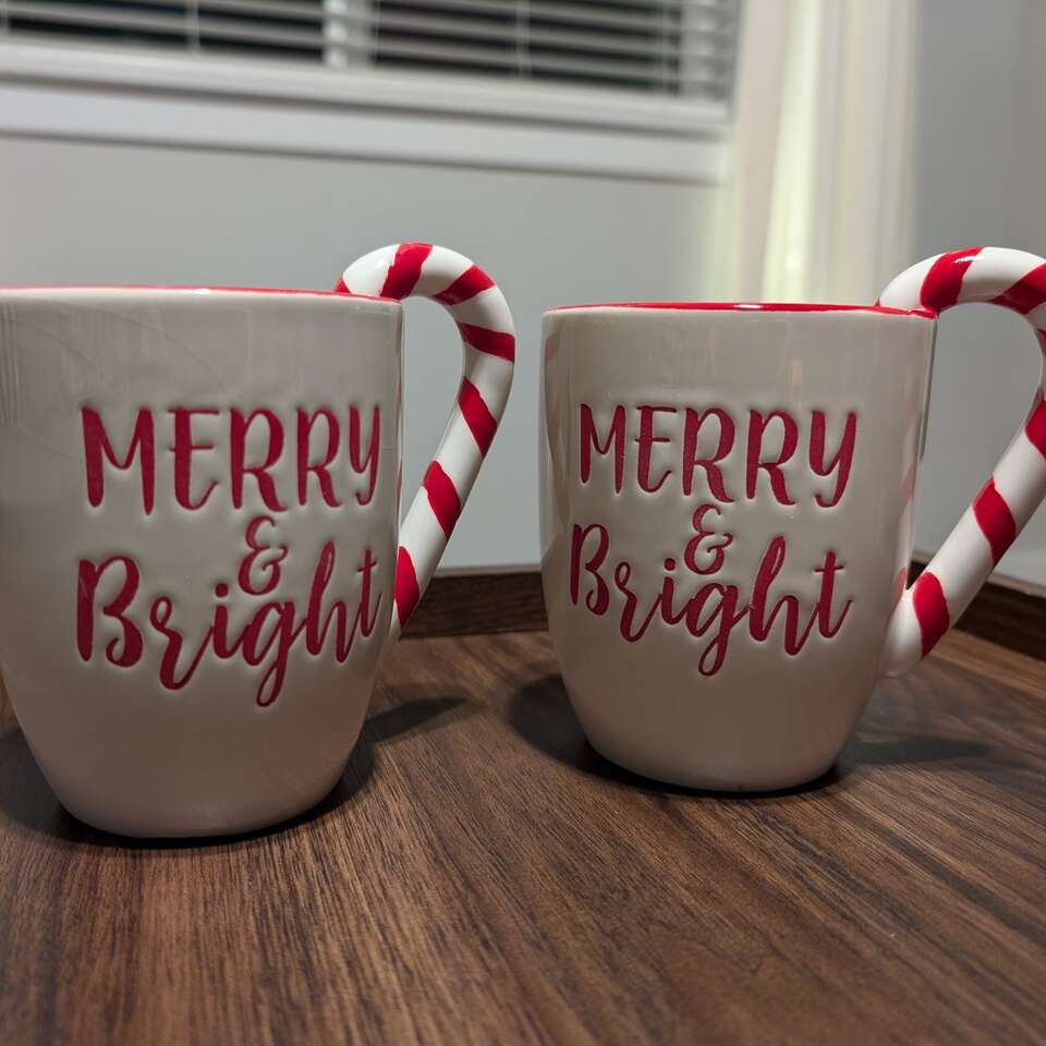 Matching Merry & Bright Holiday mugs