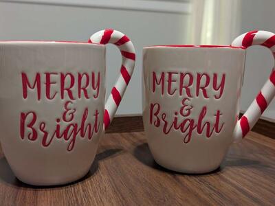 Matching Merry & Bright Holiday mugs