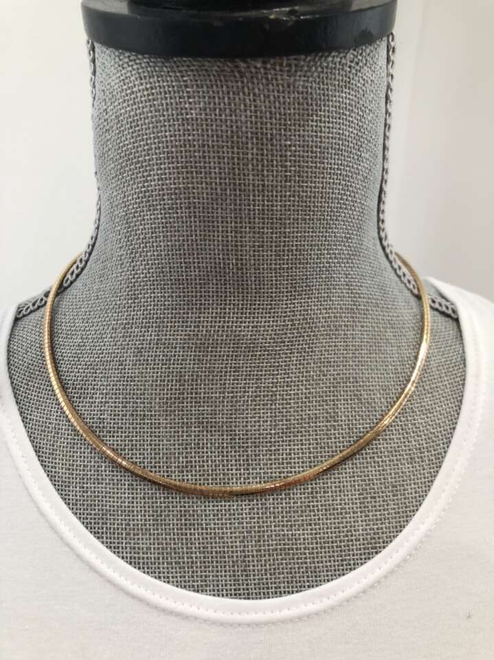 18 K Over Sterling Silver Omega Necklace