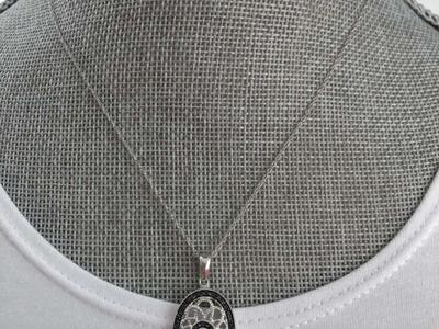 Rhodium Plated Sterling Silver With Black Diamond