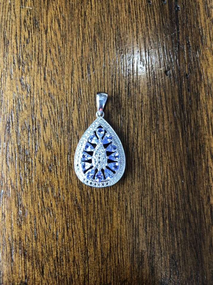 Sterling Silver And Tanzanite Teardrop Pendant
