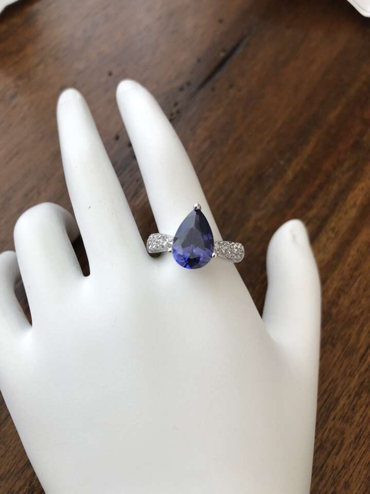 Tanzanite Colored Luce And Simulated Diamond Ring