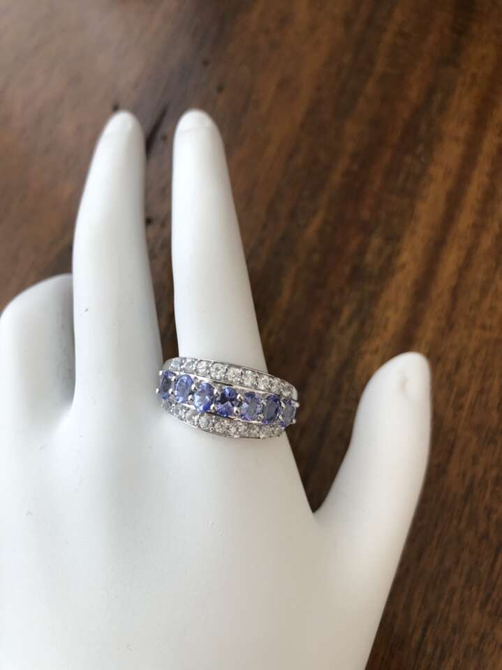 Tanzanite With Natural Zircon Sterling Silver Ring