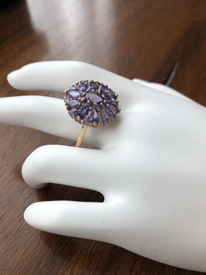 Tanzanite And Diamond Accent 10 K Gold Ring