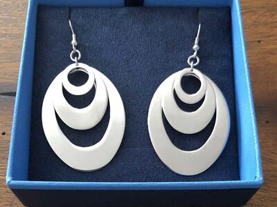 Stainless Steel Graduated Oval Earrings