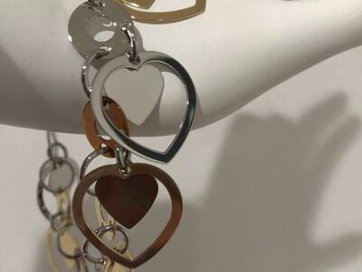 Stainless Steel With White, Yellow, And Rose Gold