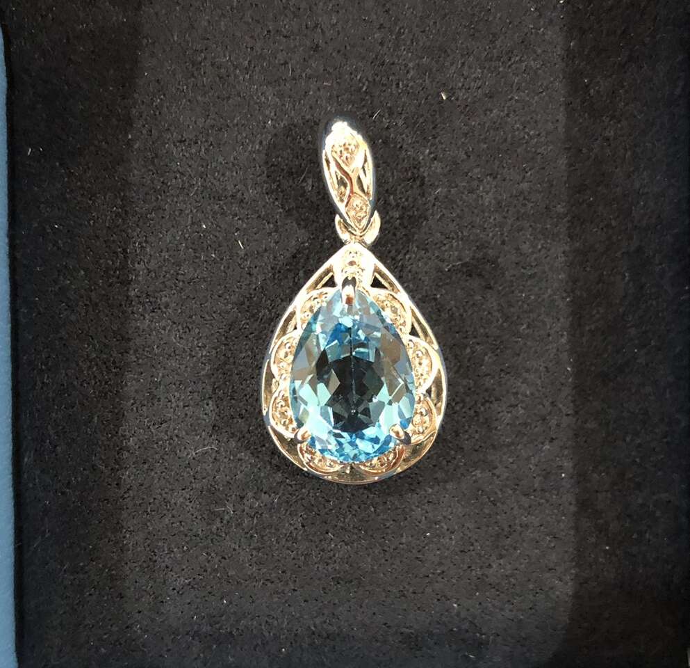 Swiss Blue Topaz In Sterling Silver Drop Pendant