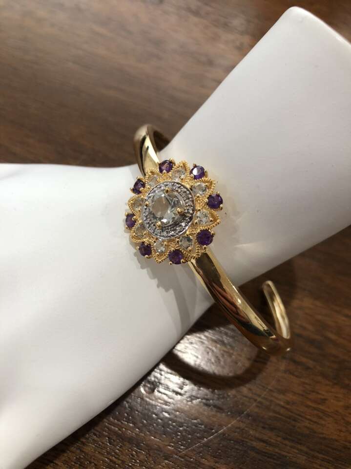 Multi-gem 18 K Gold Plated Sterling Bracelet