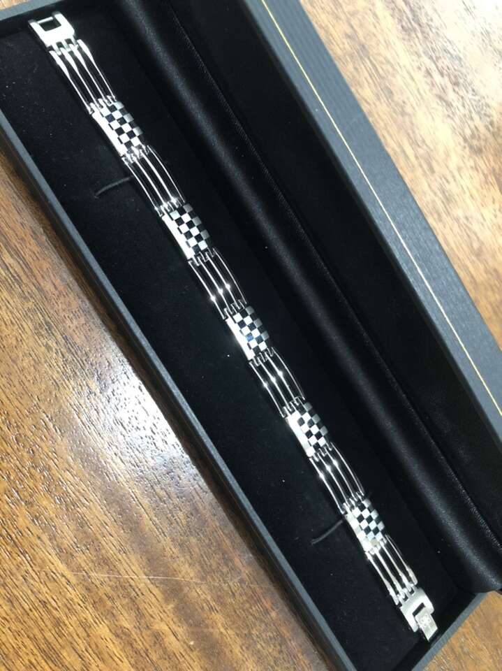 Unisex Stainless Steel Checkerboard Bracelet