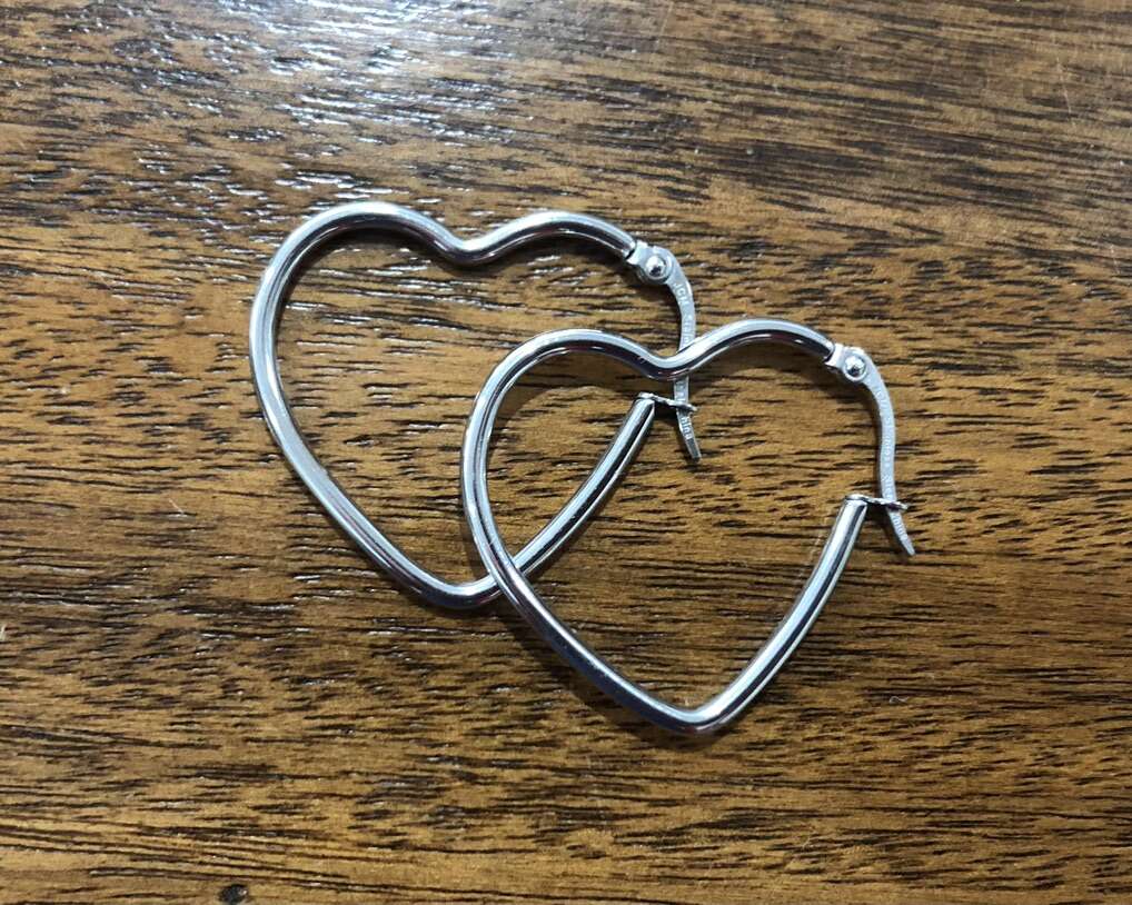 1.75 Inch Sterling Silver Heart Loop Earrings